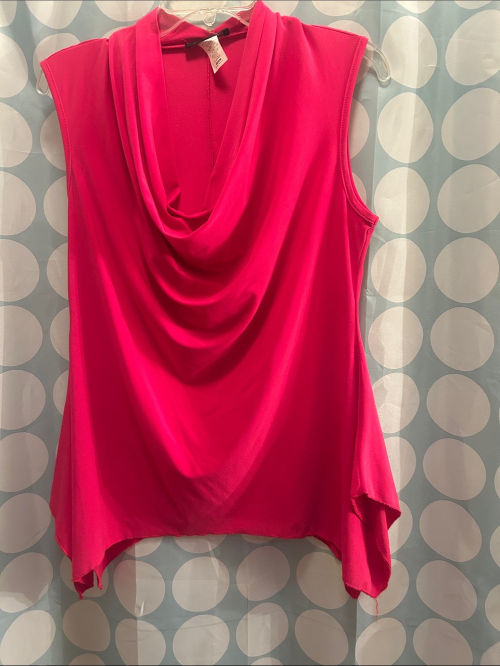 Sleeveless Draped Cowl Neck Camisole in Vibrant Pink